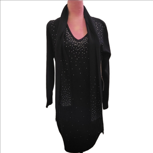 B My Story Black Cowl Neck Long Sleeve Sweater Dress Sz Large